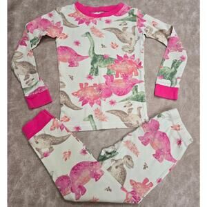 Burts Bees Kids 4T Pink Dinosaurs Pajamas Organic Cotton ~ Girl Dino PJs (b)